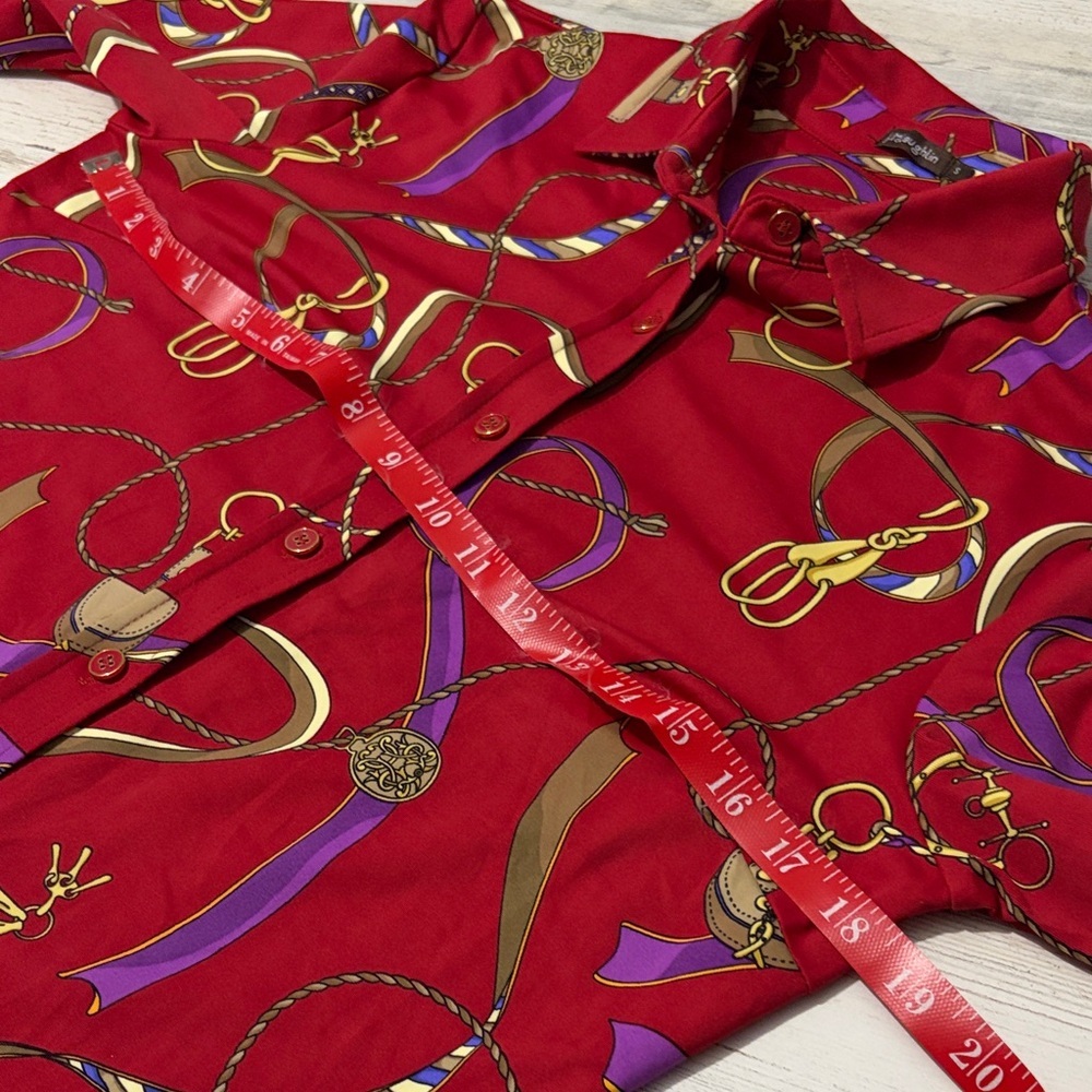 J. McLaughlin Betty Red Button Down Size Small - Picture 8 of 10